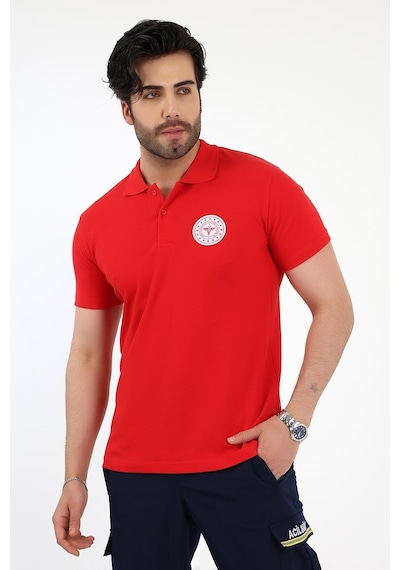 Acil Sağlık Yakalı Tshirt Kısa Kol - Kırmızı-12769 Kırmızı