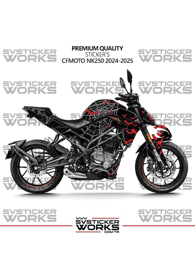 Cfmoto 250nk Kaplama Sticker Crimson Web Design Motor Kaplama Modeli Hazır Kit 2023-2026 Uyumlu Siyah