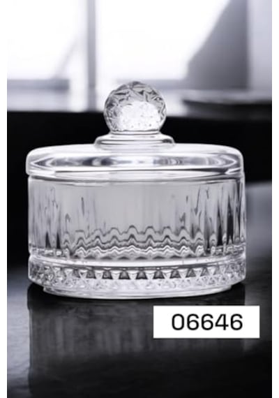 Kristal Kapaklı Cam Şekerlik Cam Lokumluk Kesme Cam Lüx Şekerlik 10cm 10.5cm - 4 Model 06646 Genel