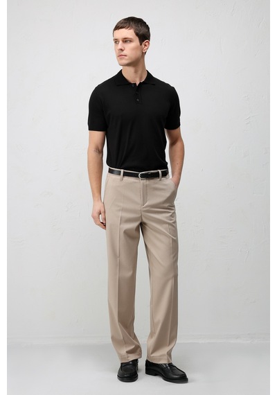 Antioch Comfort Slim Polo Yaka Erkek Triko T-shirt Siyah