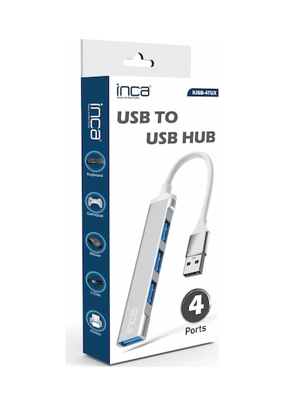 Inca Iusb-4tux 3x2.0 3.0 Usb Çıkış Usb Çıkış 5 Gbps Usb Çoklayıcı Alüminyum Kasa