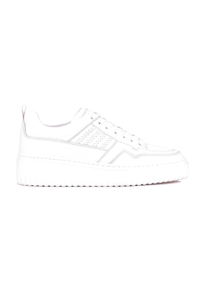 Shoetyle - Beyaz Hakiki Deri Bağcıklı Erkek Sneaker 115-k502-1331 Beyaz