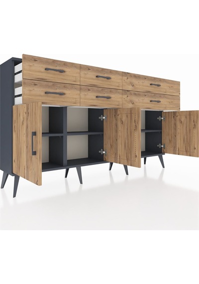 Arges Konsol 3 Raflı 6 Çekmeceli 4 Kapaklı 176x30x99 Antrasit-çam Atlas Çam - Antrasıt Arges Konsol 3 Raflı 6 Çekmeceli 4 Kapaklı 176x30x99 Antrasit-çam Atlas Çam - Antrasıt