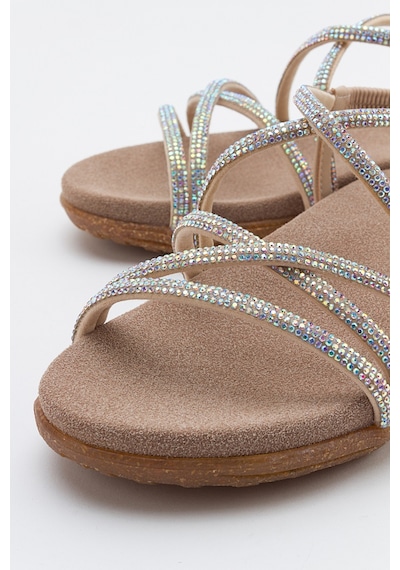 Luvishoes Luvi Shoes Ever Bej Taşlı Kadın Sandalet Bej