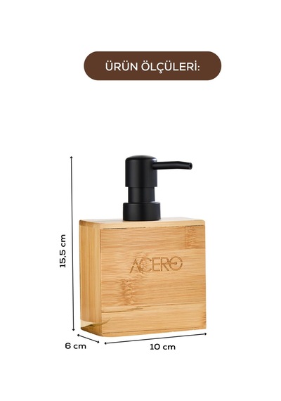 Vienev Bambu Dikdörtgen Sıvı Sabunluk Siyah Pompalı 220 Ml Çok Renkli