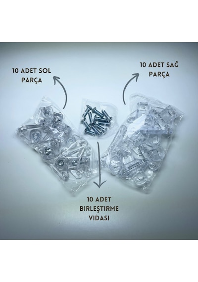 Metali Açılı Çektirme Şeffaf (1 paket 10 adet)