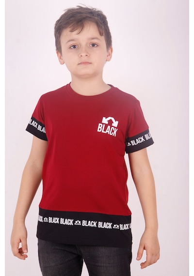 Toontoy Kids Toontoy Erkek Çocuk Black Baskılı Tişört Bordo