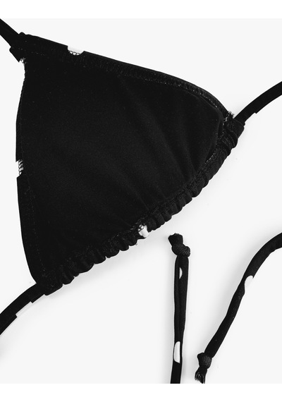 Koton Boyundan Bağlamalı Puantiyeli Üçgen Bikini Üstü Siyah 6sak10139mm