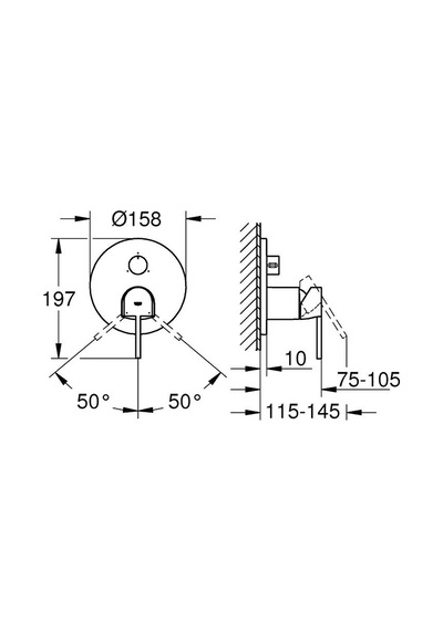 Grohe Plus Ankastre Banyo Duş Bataryası 3 Çıkışlı Divertörlü- 240 Krom