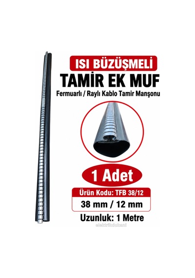 Tamflex 38mm/12mm 1mt Fermuarlı Yer Altı Kablo İçin Isı Büzüşmeli Tamir Ek Muf Borusu 4x6 - 4x10 Ara