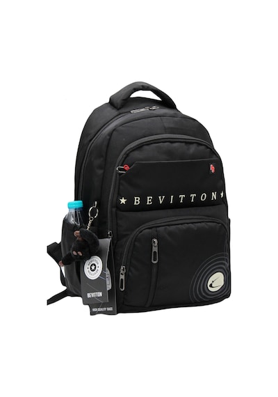 Bevitton Özel Su İtici Kumaş Unisex Siyah Okul Çantası 34400