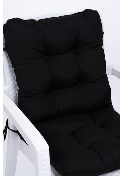 Altınpamuk Neva Pofidik Özel Dikişli Bağcıklı Arkalıklı Sandalye Minderi 44x88 CM Siyah