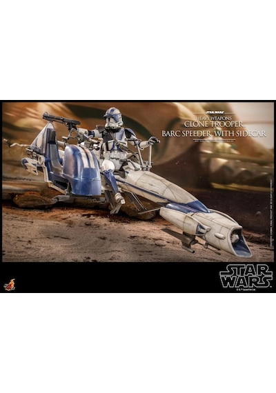 Hot Toys Heavy Weapons Clone Trooper And Barc Speeder With Sidecar Sixth Scale Figure Set - 911169 - Star Wars / The Clone Wars - Tms77