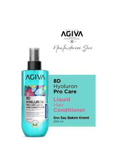 Agiva 8d Hyaluron Pro Care Niacinamid, Badem Yağı İçeren Sıvı Saç Bakım Kremi 200 Ml