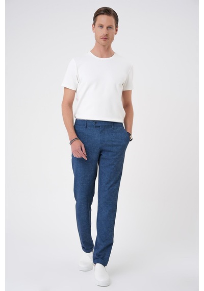 Efor Comfort Fit Kırçıllı Beli Lastikli Gece Mavisi Jogger Pantolon P 1176 Mavi