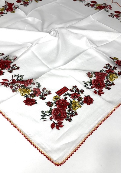 Eripek 2'li Paket Oyalı % 100 Pamuk Tülbent 6805 Beyaz-bordo