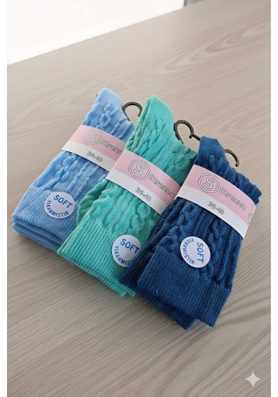 Kadın Lambswool Yün Çorap 3'lü Asorti Setler 36-40 Set 3