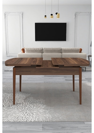 Renlife Açılır Yemek Masası Ve Sandalye Seti Metal Ayaklı 4 Sandalye + 80x130 Masa Ceviz Ceviz Krem Renlife Açılır Yemek Masası Ve Sandalye Seti Metal Ayaklı 4 Sandalye + 80x130 Masa Ceviz Ceviz Krem