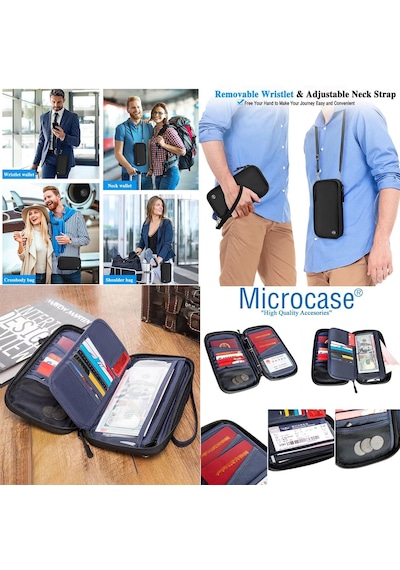 Microcase Unisex Su Geçirmez Çok Amaçlı Seyehat Pasaport Çok Gözlü Organizer Çanta Al4863 Siyah