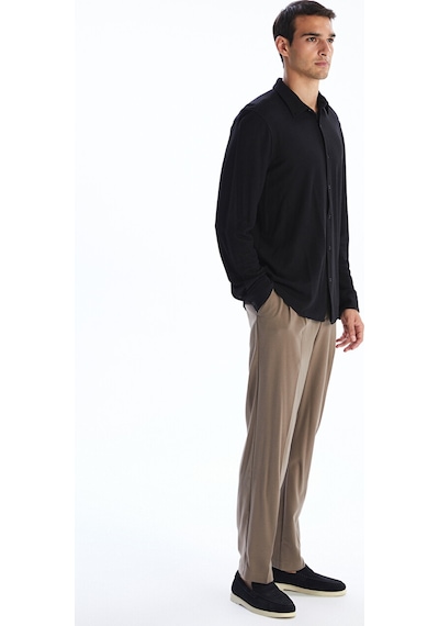 Lcw Vision Siyah Slim Fit Uzun Kollu Erkek Dokulu Gömlek
