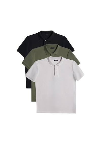 Tudors Erkek 3'lü Paket Siyah-yeşil-gri Slim Fit Dar Kesim Pamuklu Düz Pike Polo Yaka Tişört-33832 Multi Tudors Erkek 3'lü Paket Siyah-yeşil-gri Slim Fit Dar Kesim Pamuklu Düz Pike Polo Yaka Tişört-33832 Multi