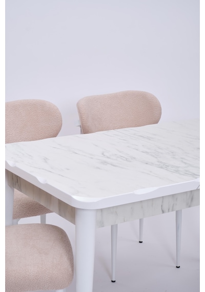 Yakamoz Polo Mdf Lak Panel Mutfak Masa Sandalye Takımı 80x130 beyaz