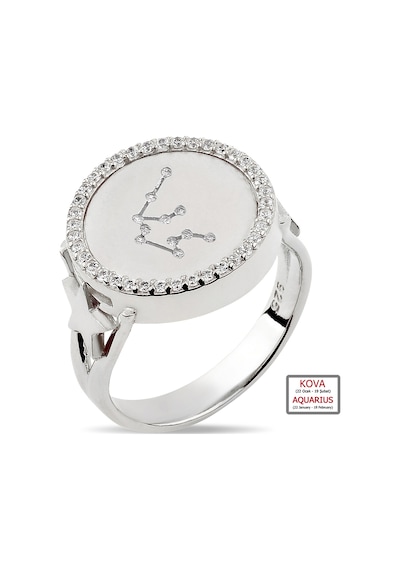 Kuyumcudukkanı Zirkontaşlı"kova Burcu"yüzük-10433-w-aqua 20 Beyaz
