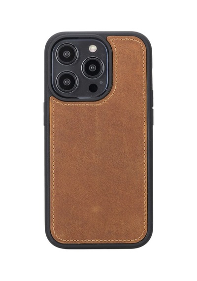 Plm Apple İphone 14 Pro Uyumlu Deri Cüzdanlı Kılıf Mwwn G19 Taba Acı Kahverengi