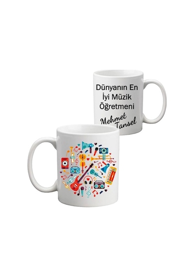 Müzik Öğretmenine Öğretmenler Günü Hediyesi Isimli Kupa Bardak
