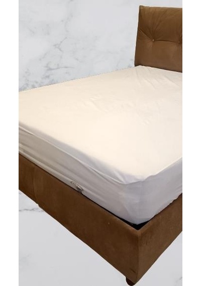 Yatak Koruyucu Çraşaf 160x200 Model Alez Fitted Full Kenar Sıvı Geçirmez El Yapım Beyaz