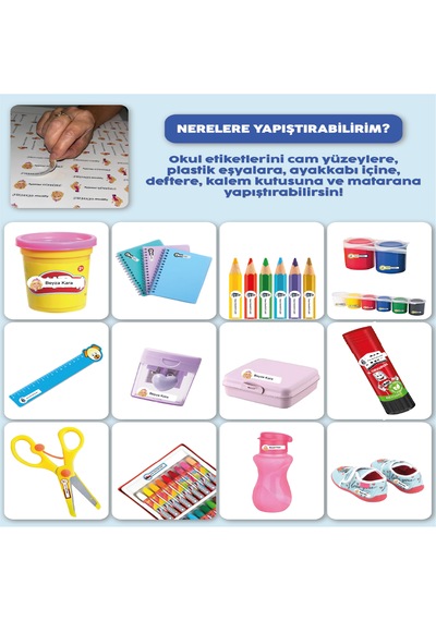 Okul Etiketi Kalem Defter Etiketi Neşeli Çocuk Özel Isim Yazılabilen Etiket - 121adet