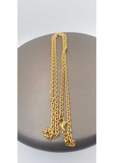 Vog Unisex Vip Çelik 3 Mm Force Sarı Renk Zincir Kolye Sarı