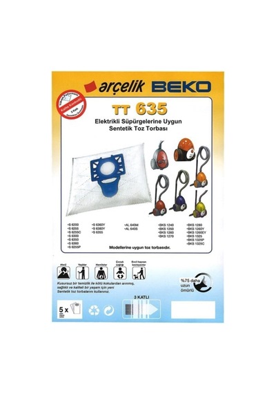 Arçelik Süpürge S 6255 C Süpürge Bez Toz Torbası 20 Adet