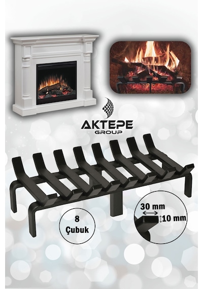 48 Cm X 32 Cm 8 Çubuklu Ekstra Şömine Izgarası Dar Gözlü Izgara