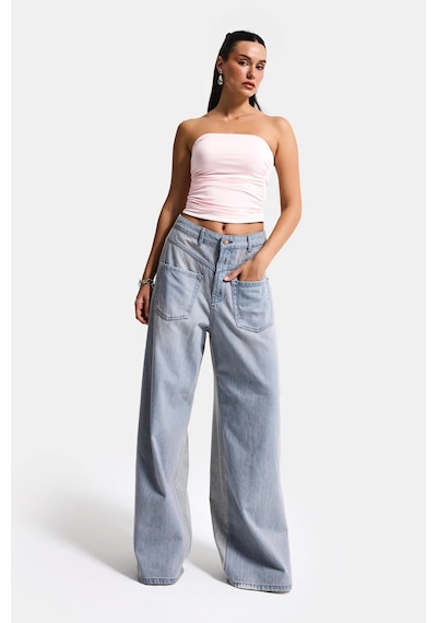 it's basic Kadın Gri Kot 2s6-89 Mega Baggy Çift Parça Önden Cepli Tasarım Denim Jean