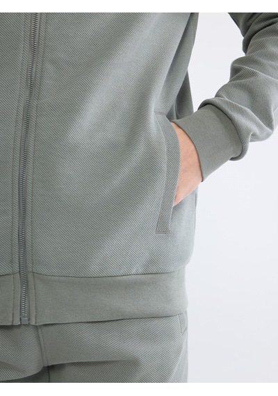 Lcwaıkıkı Classic Haki Dik Yaka Erkek Fermuarlı Sweatshirt