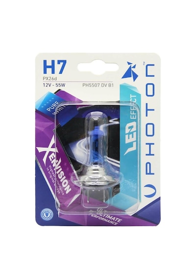 Ampul H7 12v 55w Xen Vision Tekli Blister Beyaz Işık 6000k Pht Ph5507 Dv B1