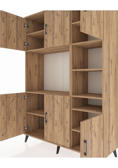 Hyperion Dolap 10 Raflı 6 Kapaklı 132x44x195 Çam-çam/çam Çam