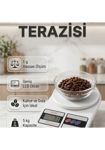Dijital Mutfak Terazisi Lcd Ekran, 5 Kg Kapasite Ve 1 G Hassas Ölçüm Renkli