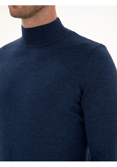 Cacharel İndigo Slim Fit Pamuk Karışımlı Yarım Balıkçı Yaka Triko Kazak Mavi