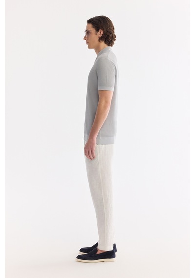 Avva Erkek Gri Polo Yaka Önden Düğmeli Regular Fit Triko T-shirt A61y5017