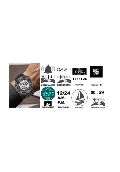 Jaga Jl M1267-oaac 640051 100 M Kronometreli Alarmlı Işıklı Genç Kol Saati Çok Renkli