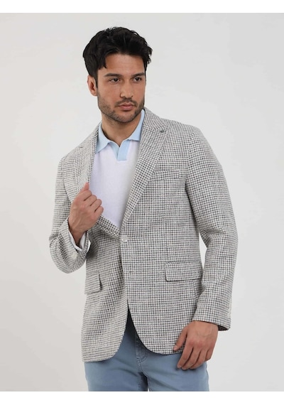 Dufy Saks Erkek Slim Fit Pitikare Desenli Sivri Yaka Casual Ceket - 104437-saks Saks Mavi Dufy Saks Erkek Slim Fit Pitikare Desenli Sivri Yaka Casual Ceket - 104437-saks Saks Mavi