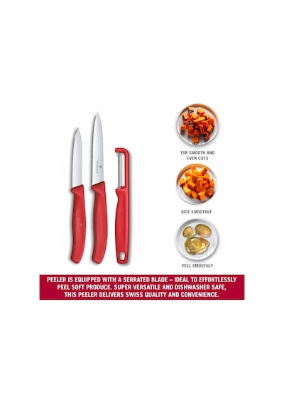 Victorinox 6.7111.33c1 Swiss Classic 3lü Bıçak Ve Soyacak Set, Kırmızı Çok Renkli