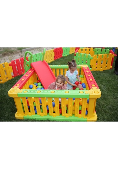 Kare Top Havuzu + Oyun Topları + Kaydırak 3'lü Set