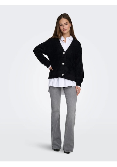 Only Onlella Piumo Ls Cardigan Knt Kadın Ceket 15259564 Siyah