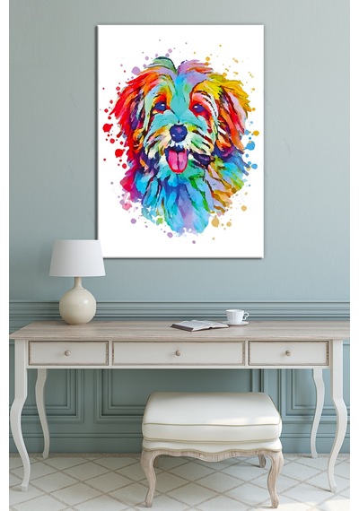 Petshoplara Veterinerlere Özel Suluboya Efektli Köpek Kanvas Tablo Sevimli Patiler ( 8 Farklı Ölçü ) 100 x 140
