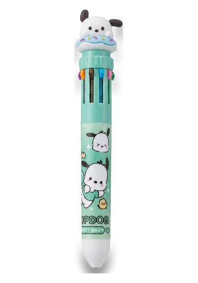 Tek Kalem 10 Renk- Sanrio Karakter Basmalı 10 Renkli Tükenmez Kalemler-4 Kalem Birarada Çok Renkli
