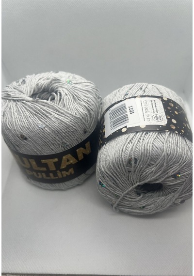 Sultan Boncuklu İp Serisi Pullim Ve İnci Serisi 1 Adet 50 Gram 100 Metre Renk : 1105 Gri