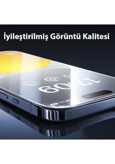 Baseus Crystalline Apple iPhone 15 Pro Uyumlu İçin Parlama Önleyici Tempered